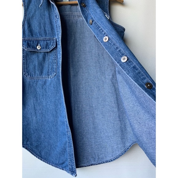 Medium, Levi’s, vintage classic denim boyfriend sleeveless button down top - Picture 7 of 15
